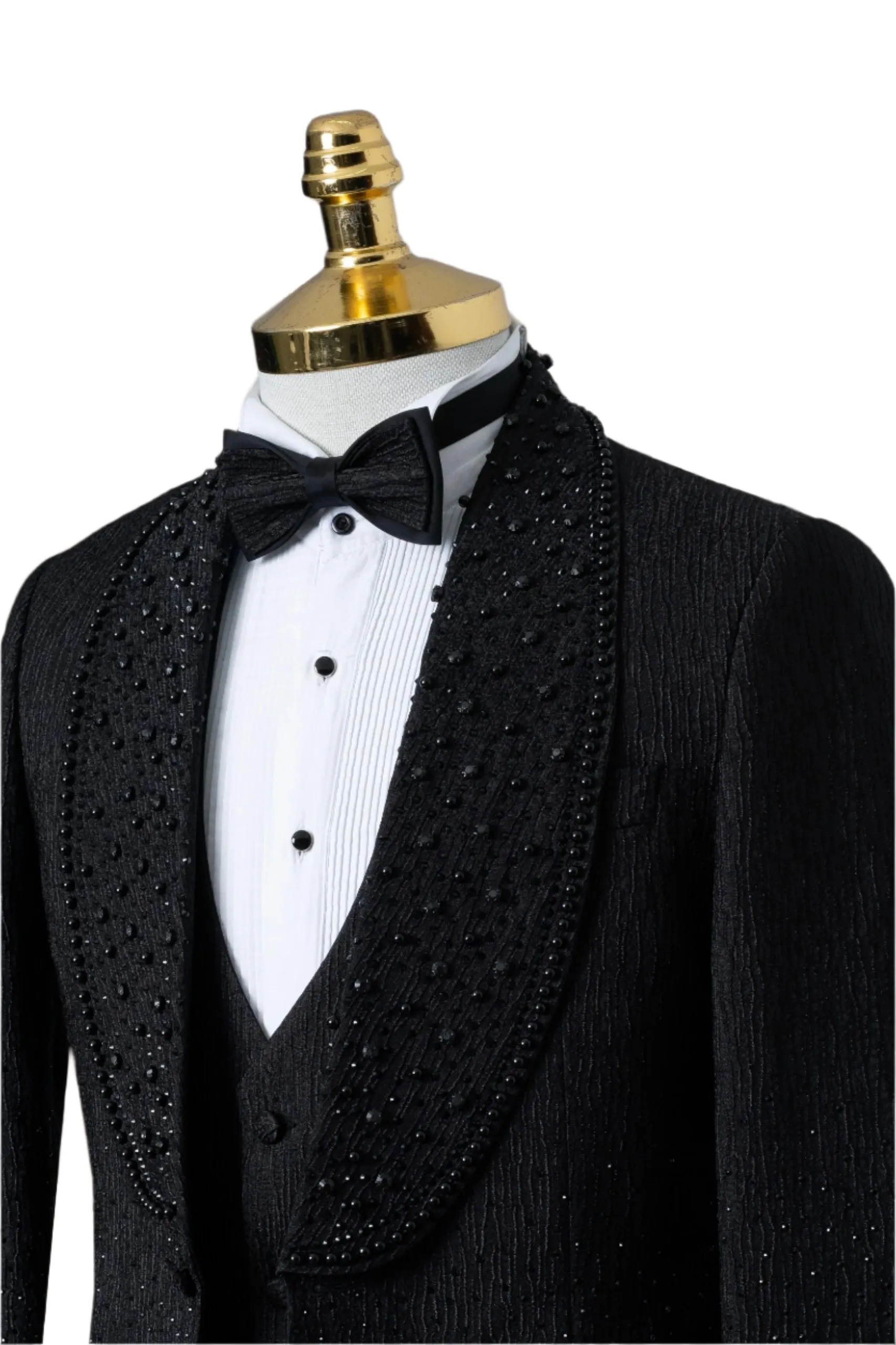 Black Stoned Luxury Tuxedo Comfort Slim
