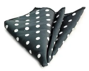 Black White Dots Pocket Square for Men - Premium Silk Handkerchiefs for Suits