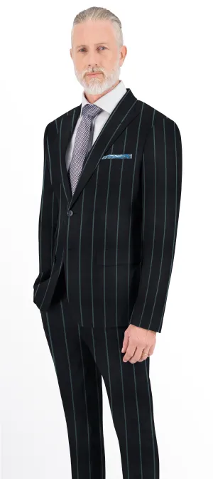 Black with Light Blue Wide Stripe Suit