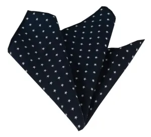 Black with White Stars Pocket Square for Men - Premium Silk Handkerchiefs for Suits
