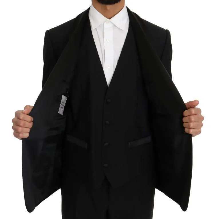 Black Wool Silk Gold Guitar Slim Fit Suit
