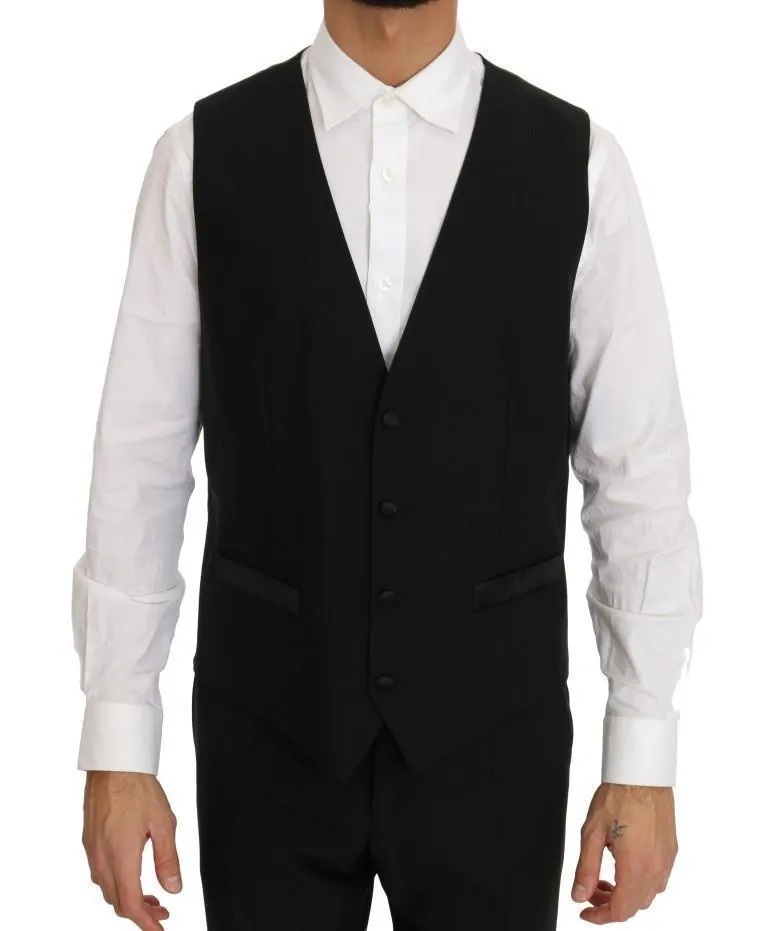 Black Wool Silk Gold Guitar Slim Fit Suit