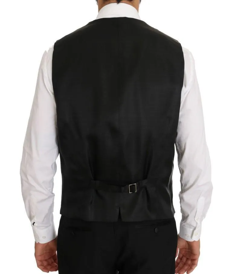 Black Wool Silk Gold Guitar Slim Fit Suit