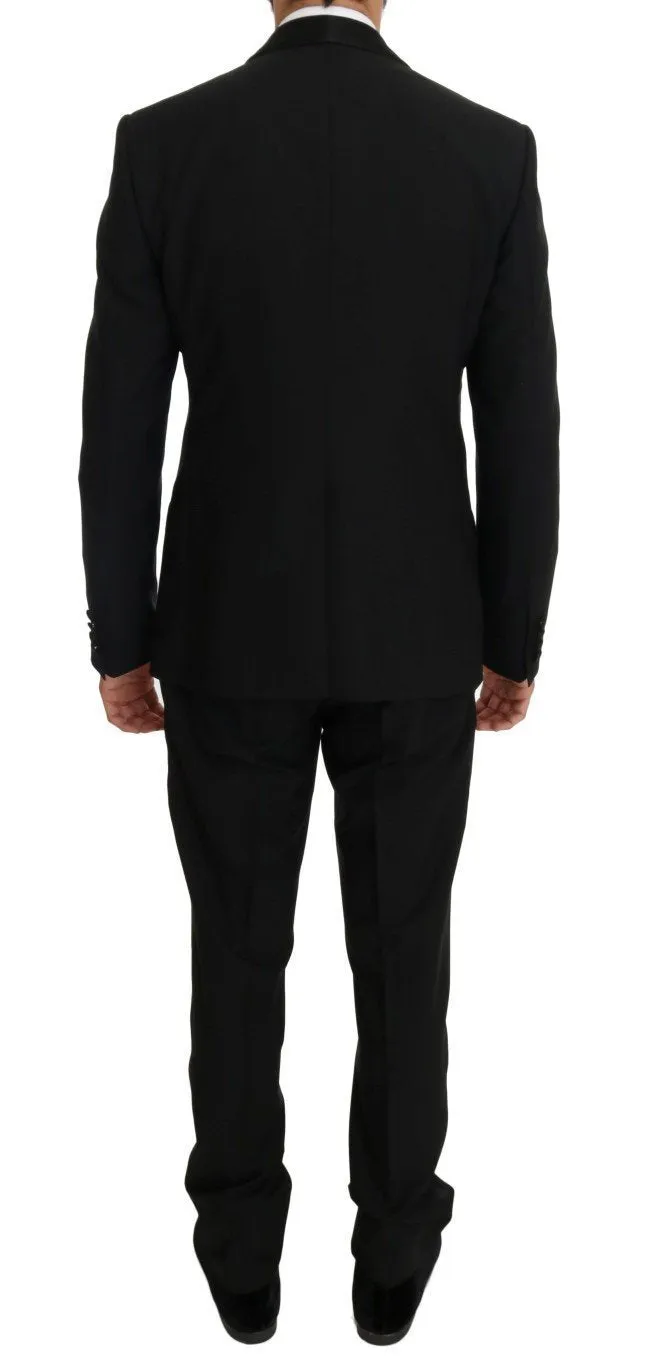 Black Wool Silk Gold Guitar Slim Fit Suit