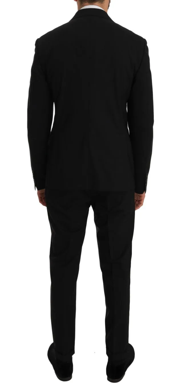 Black Wool Stretch Two Button Slim Fit Suit