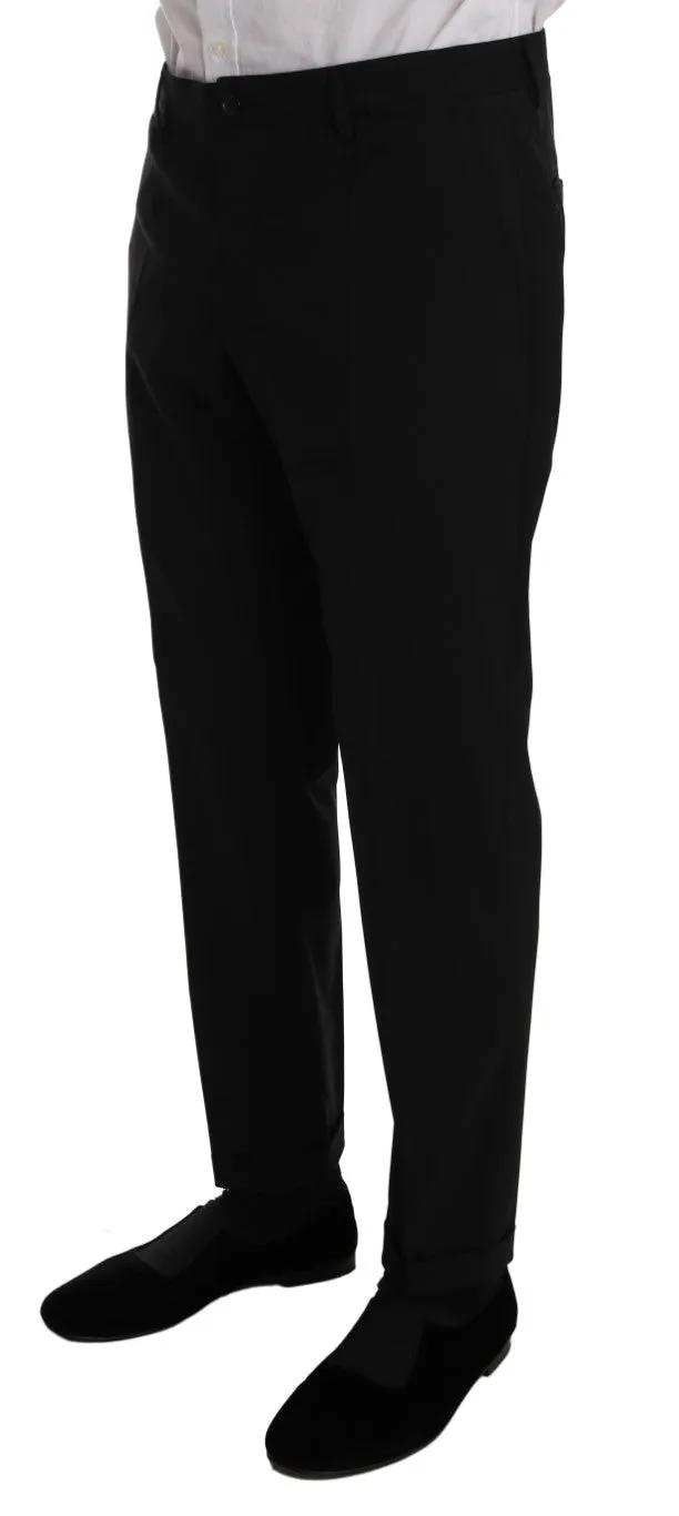 Black Wool Stretch Two Button Slim Fit Suit