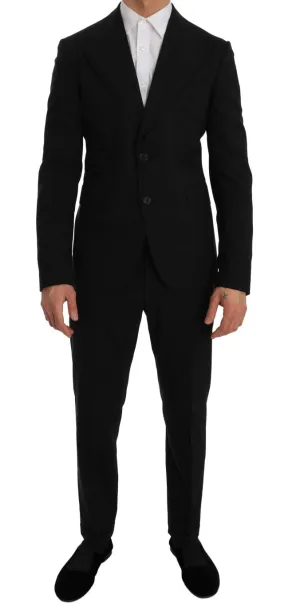 Black Wool Stretch Two Button Slim Fit Suit