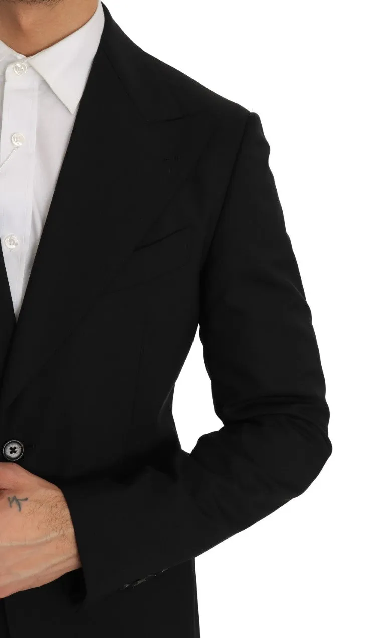 Black Wool Stretch Two Button Slim Fit Suit