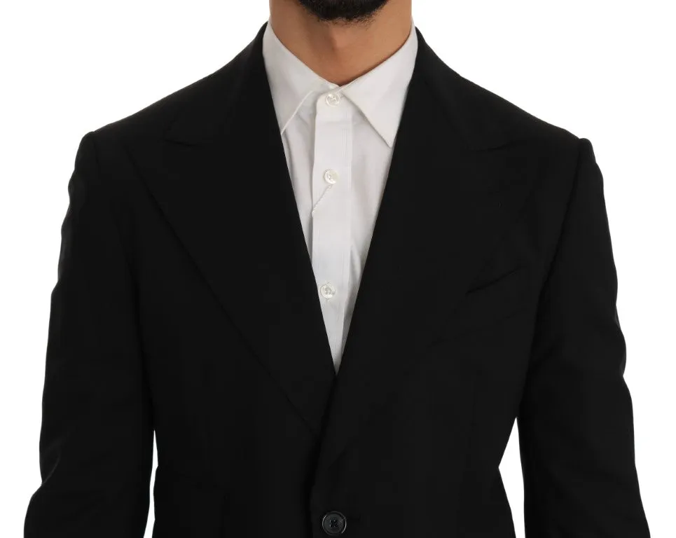 Black Wool Stretch Two Button Slim Fit Suit