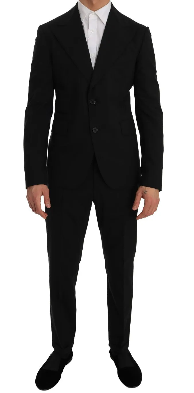 Black Wool Stretch Two Button Slim Fit Suit