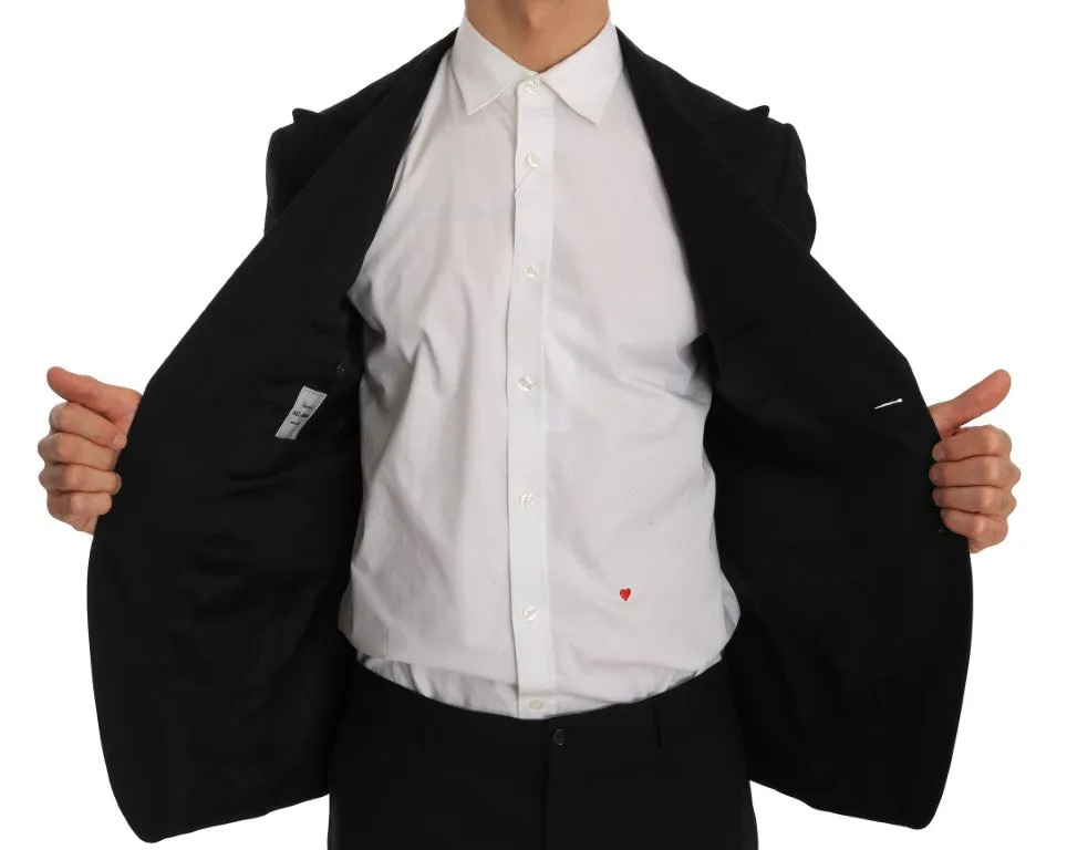 Black Wool Stretch Two Button Slim Fit Suit