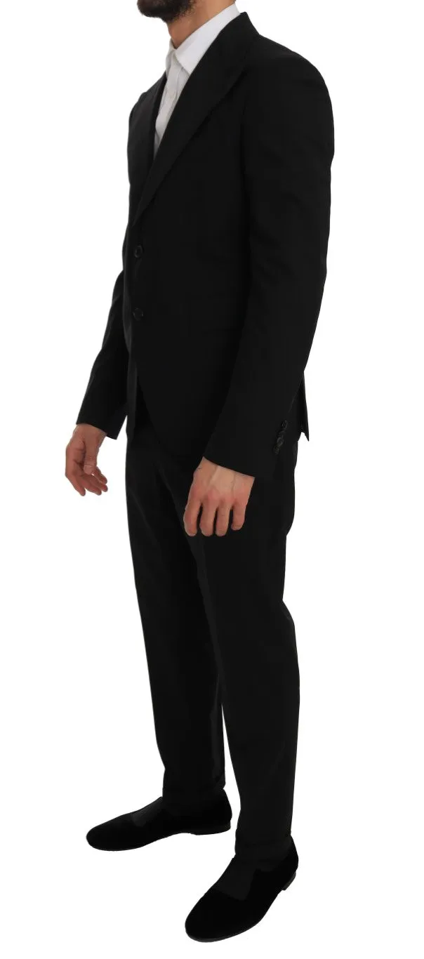 Black Wool Stretch Two Button Slim Fit Suit