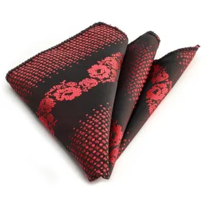 Black/Red Pocket Square for Men - Premium Silk Handkerchiefs for Suits