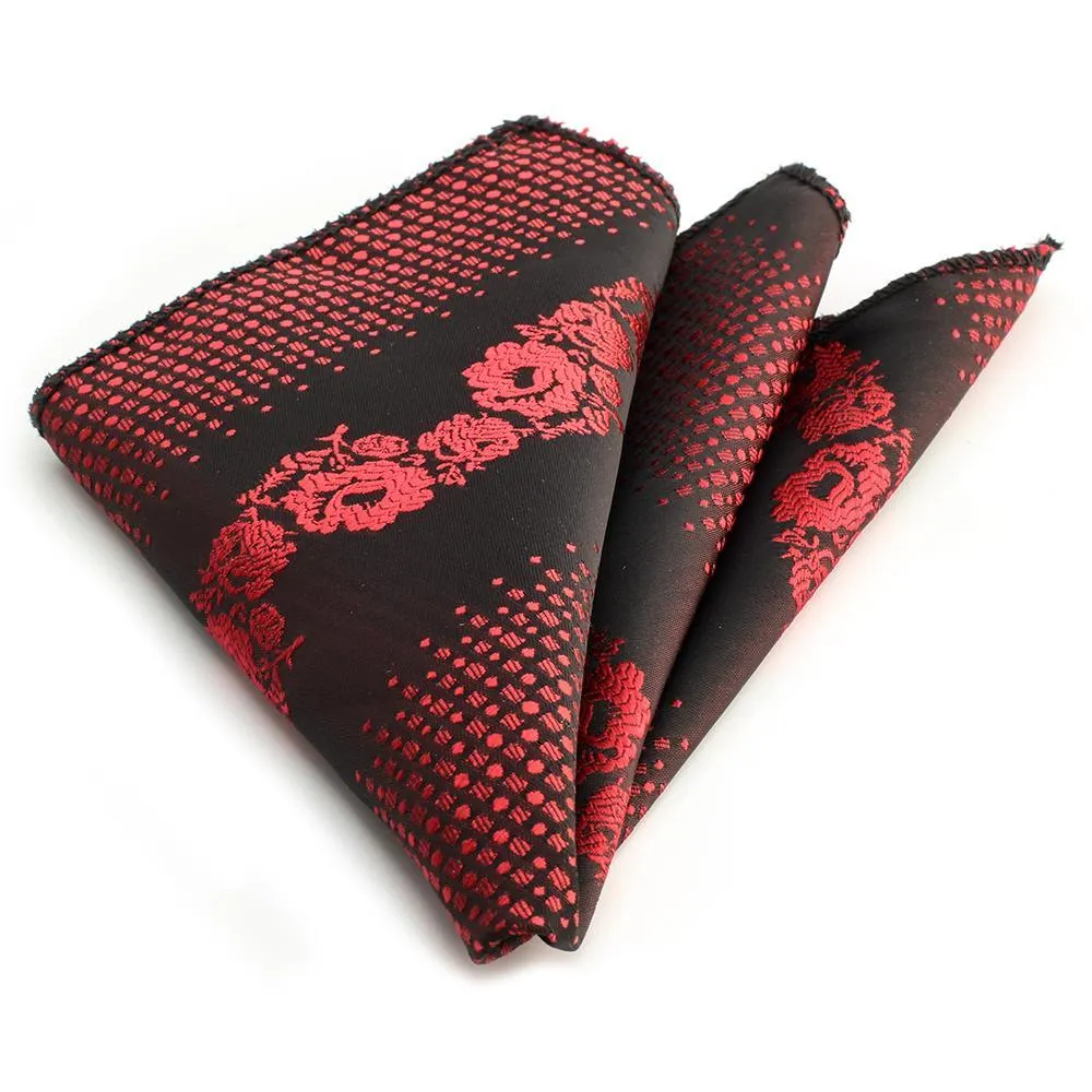 Black/Red Pocket Square for Men - Premium Silk Handkerchiefs for Suits