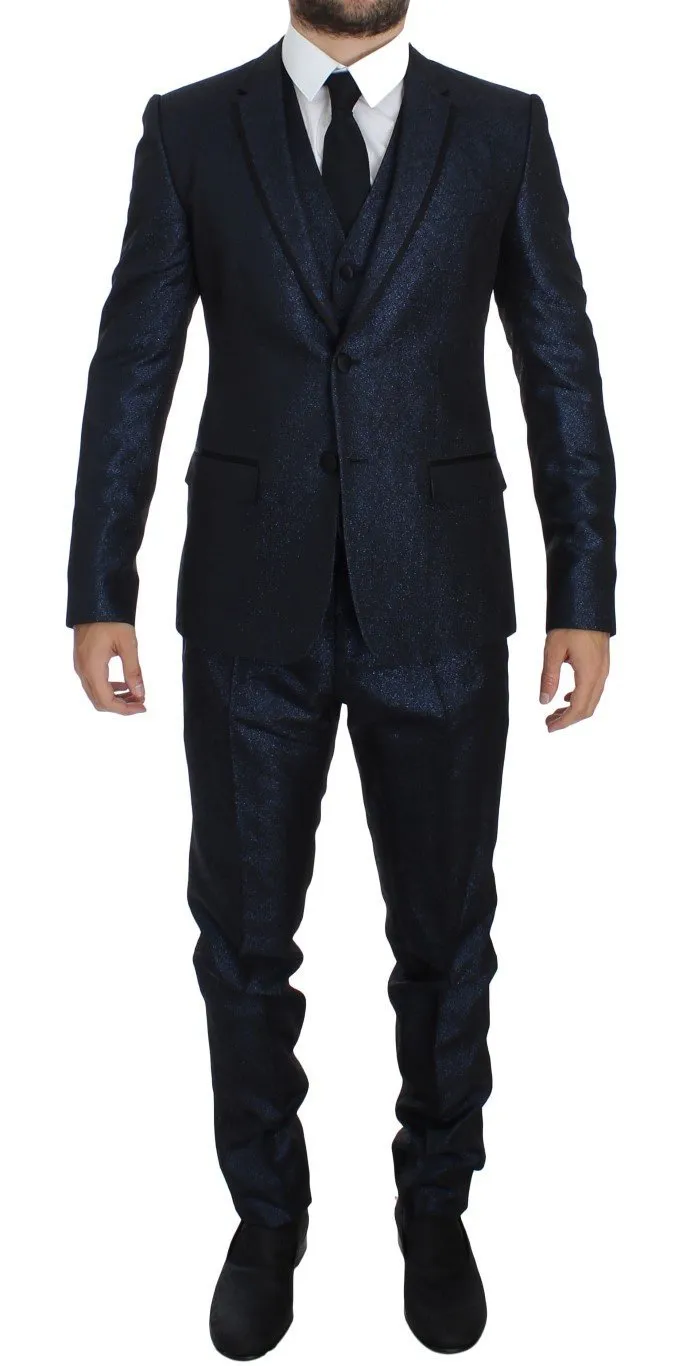 Blue 3 Piece Slim Fit Suit Tuxedo Smoking