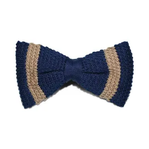 Blue and Gold Knit Bow Tie