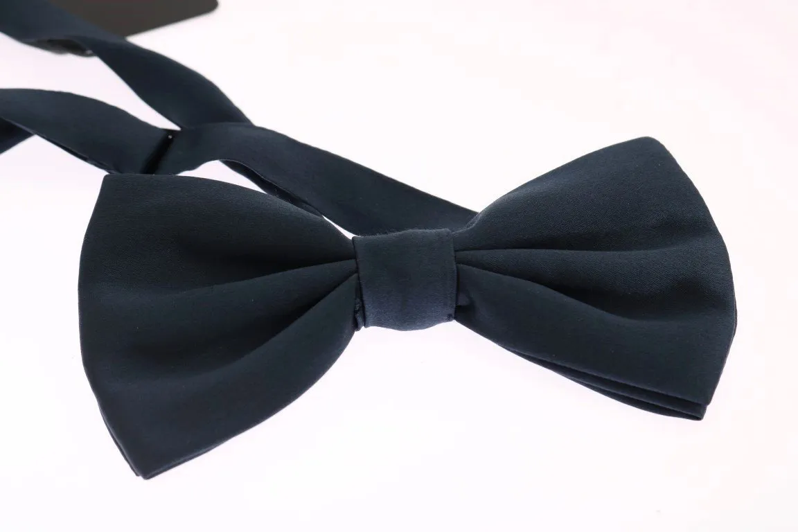 Blue Solid Silk Bowtie