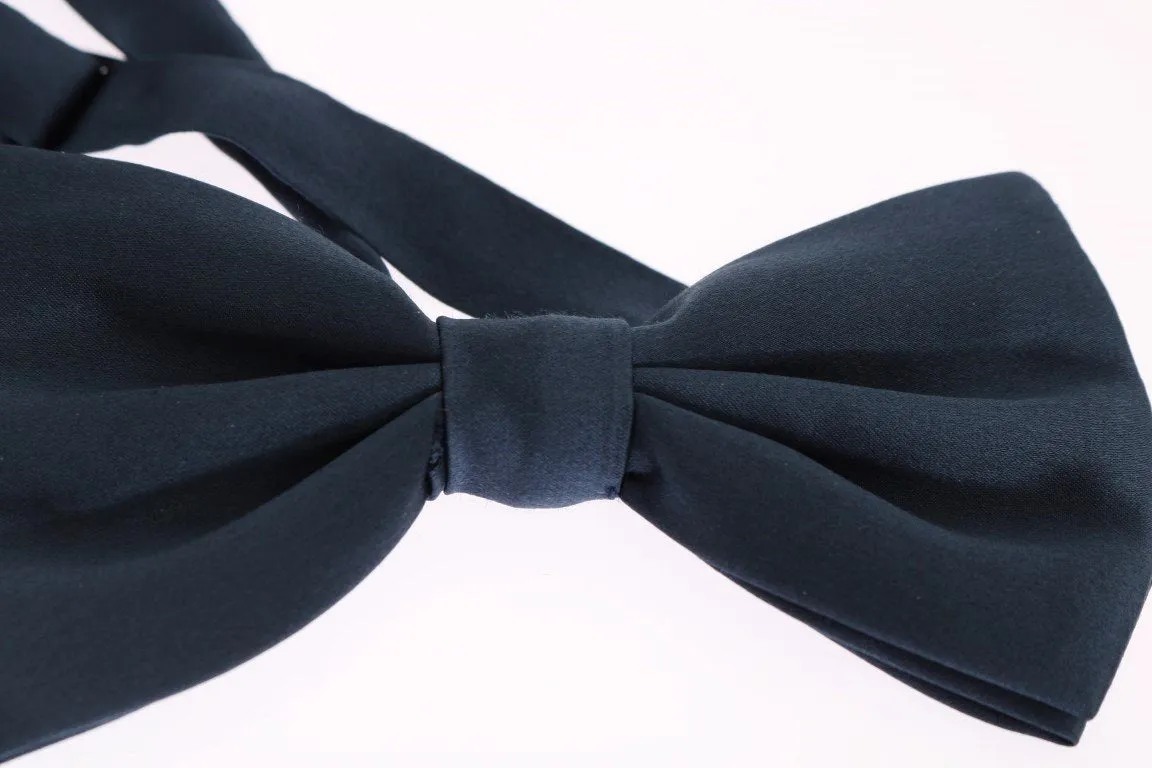 Blue Solid Silk Bowtie