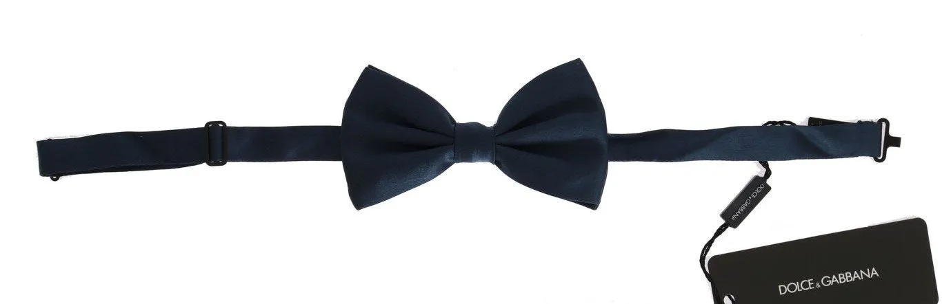 Blue Solid Silk Bowtie