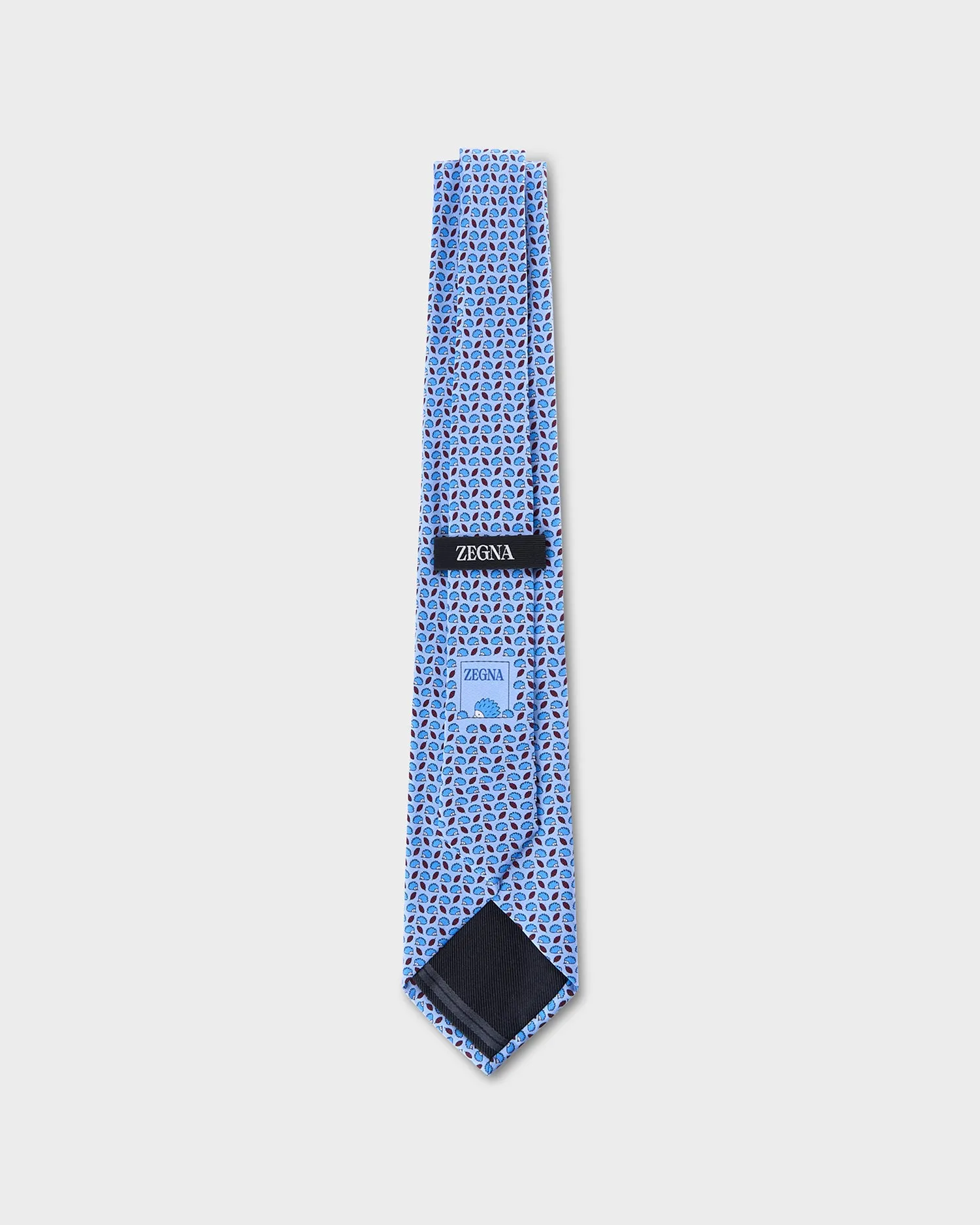 Blue With Red Leaf and Porcupine Pattern Tie