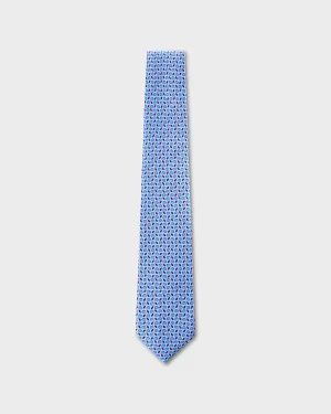 Blue With Red Leaf and Porcupine Pattern Tie