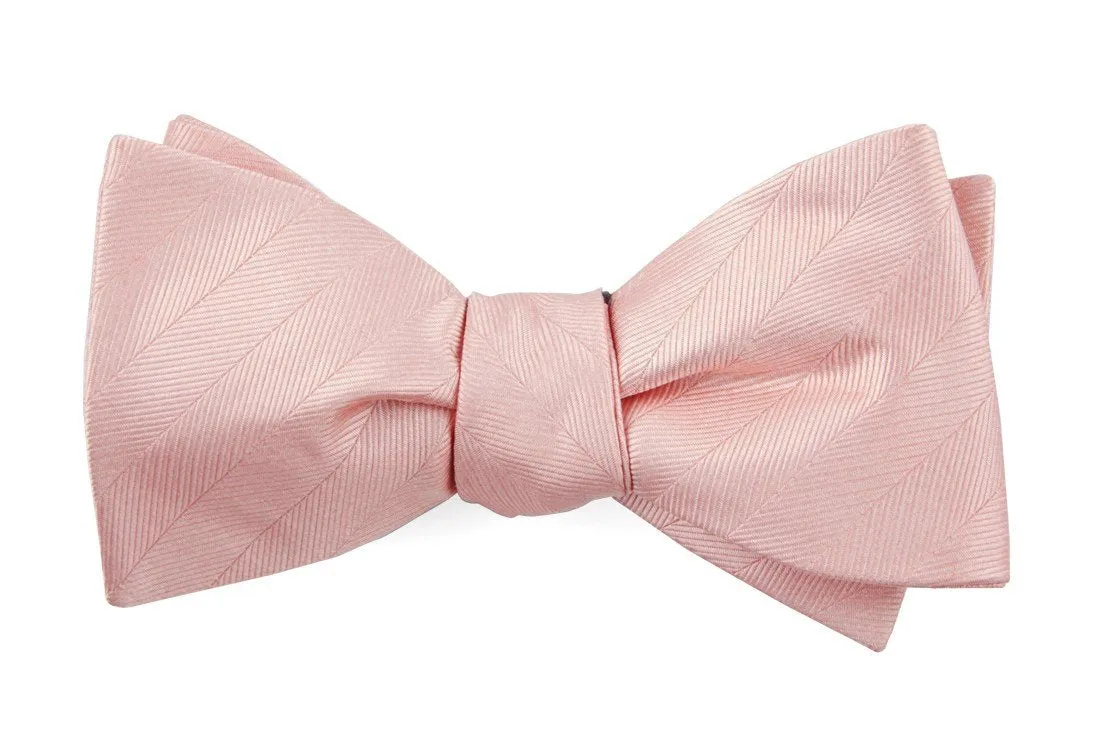 Blush Pink Herringbone Vow Bow Tie