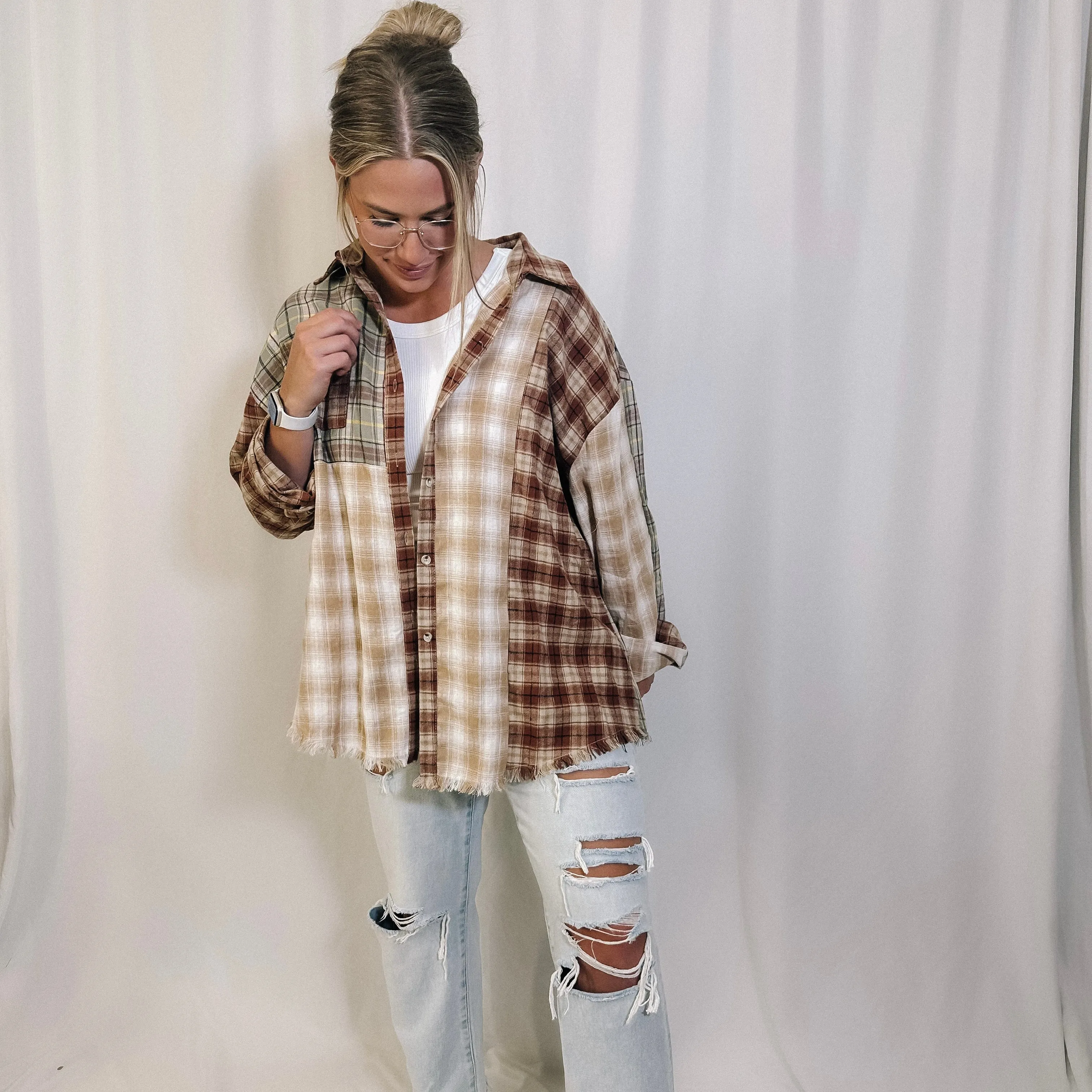 Boho Autumn Colorblock Flannel