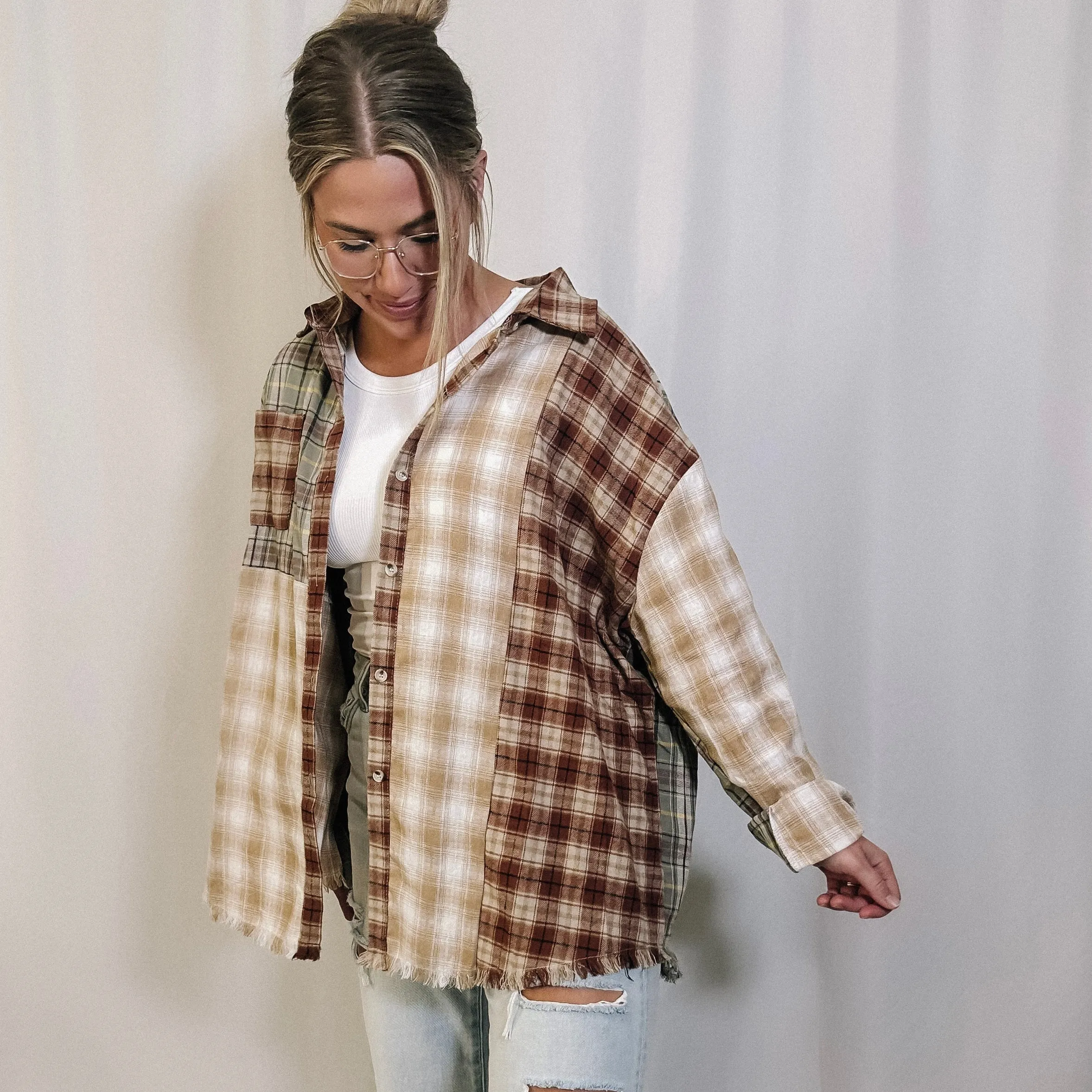 Boho Autumn Colorblock Flannel