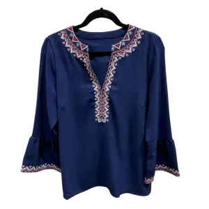 Boho Embroidered Blouse with 3/4 Sleeves