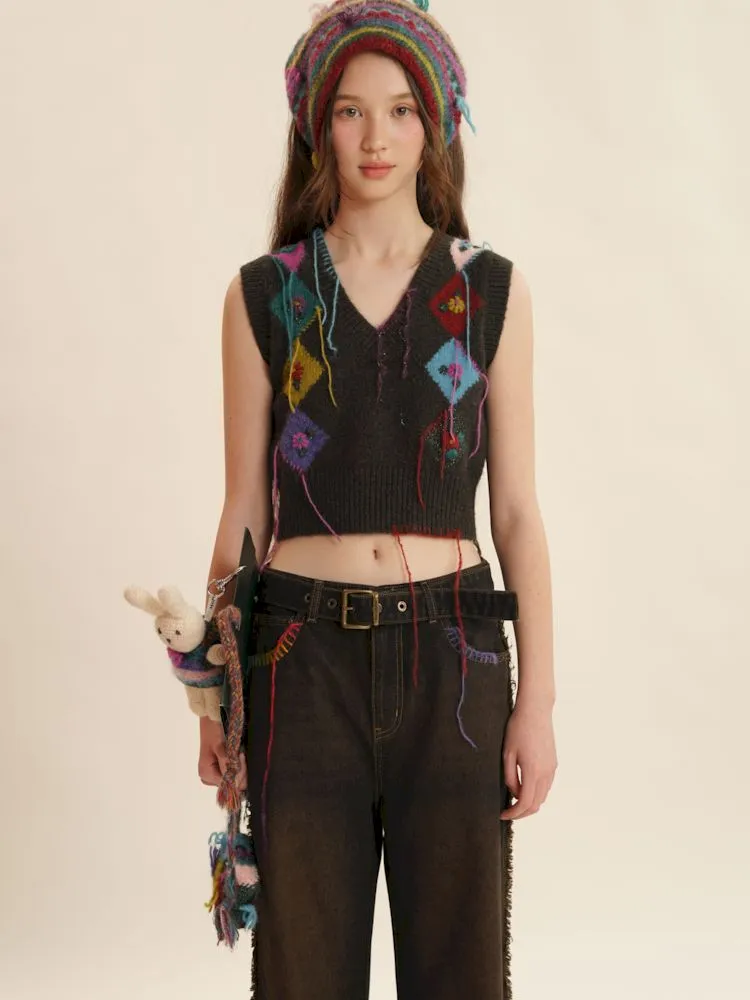 Boho Fringe Sleeveless Knit Vest