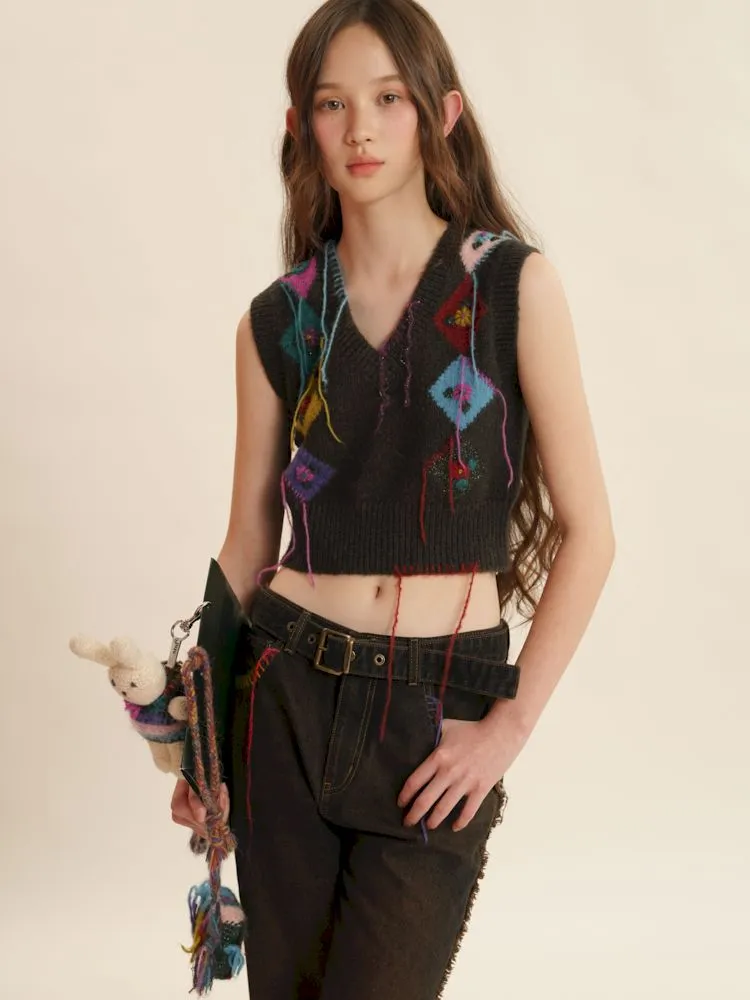 Boho Fringe Sleeveless Knit Vest