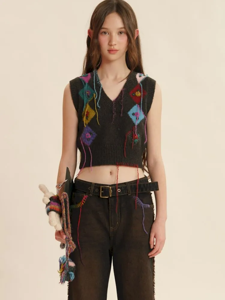 Boho Fringe Sleeveless Knit Vest