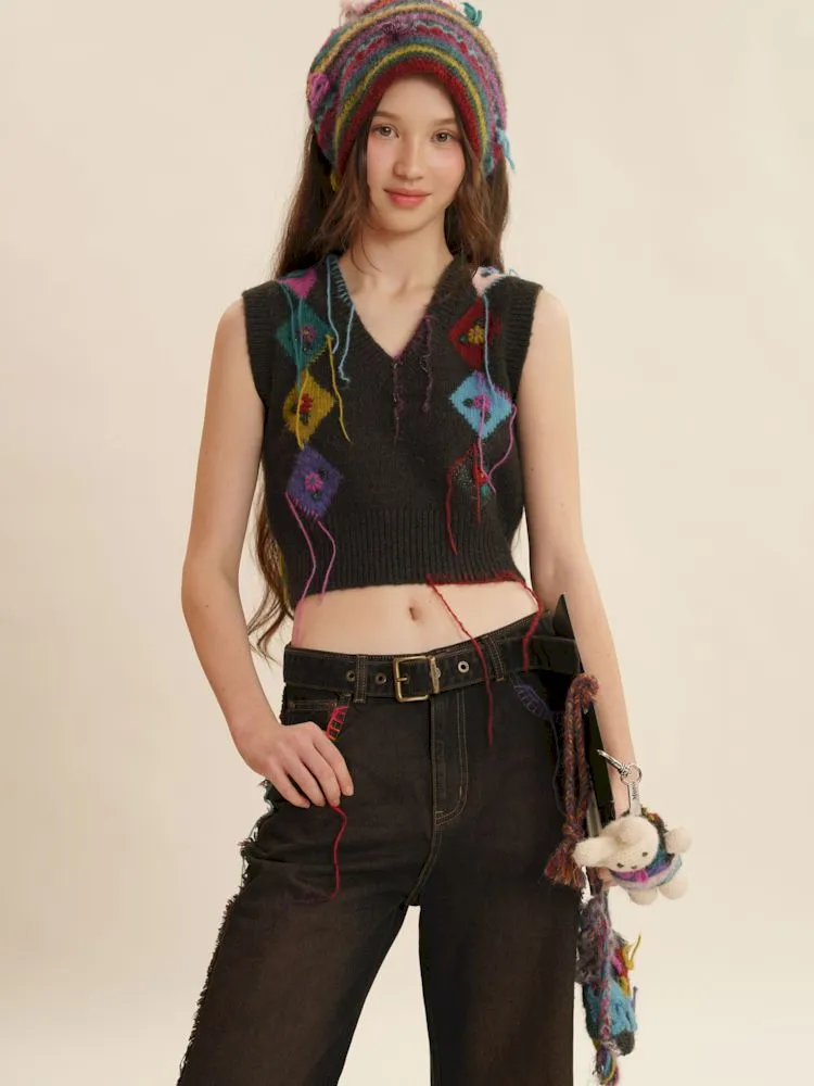 Boho Fringe Sleeveless Knit Vest