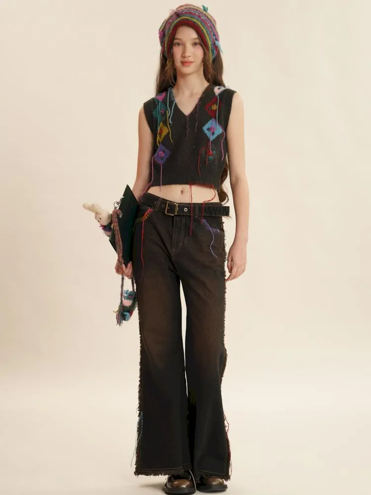 Boho Fringe Sleeveless Knit Vest