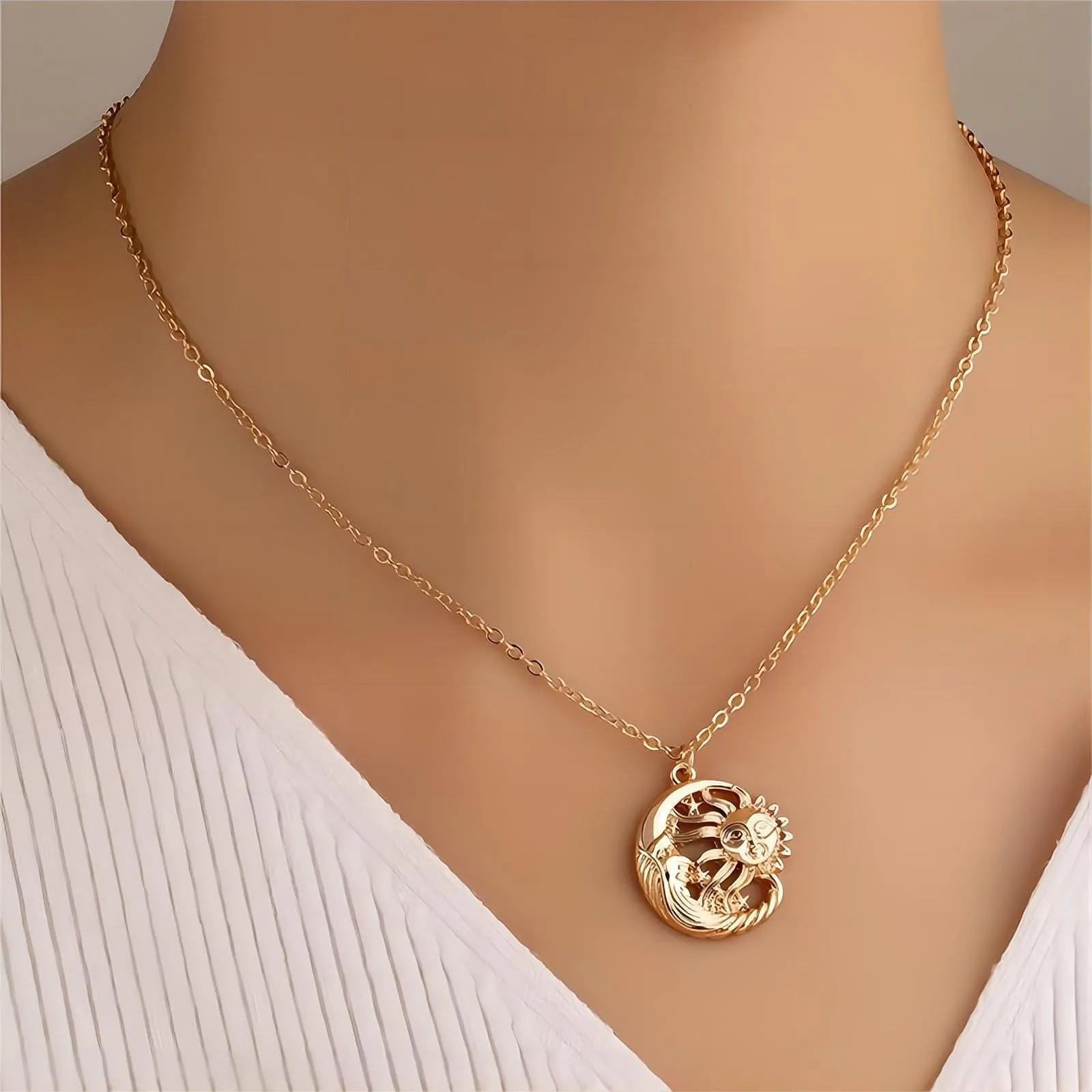 Boho Sun and Moon Celestial Necklace