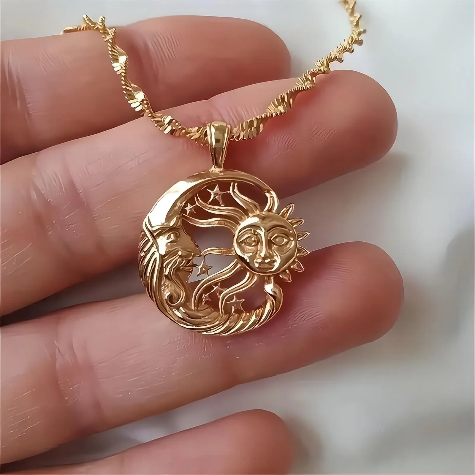 Boho Sun and Moon Celestial Necklace