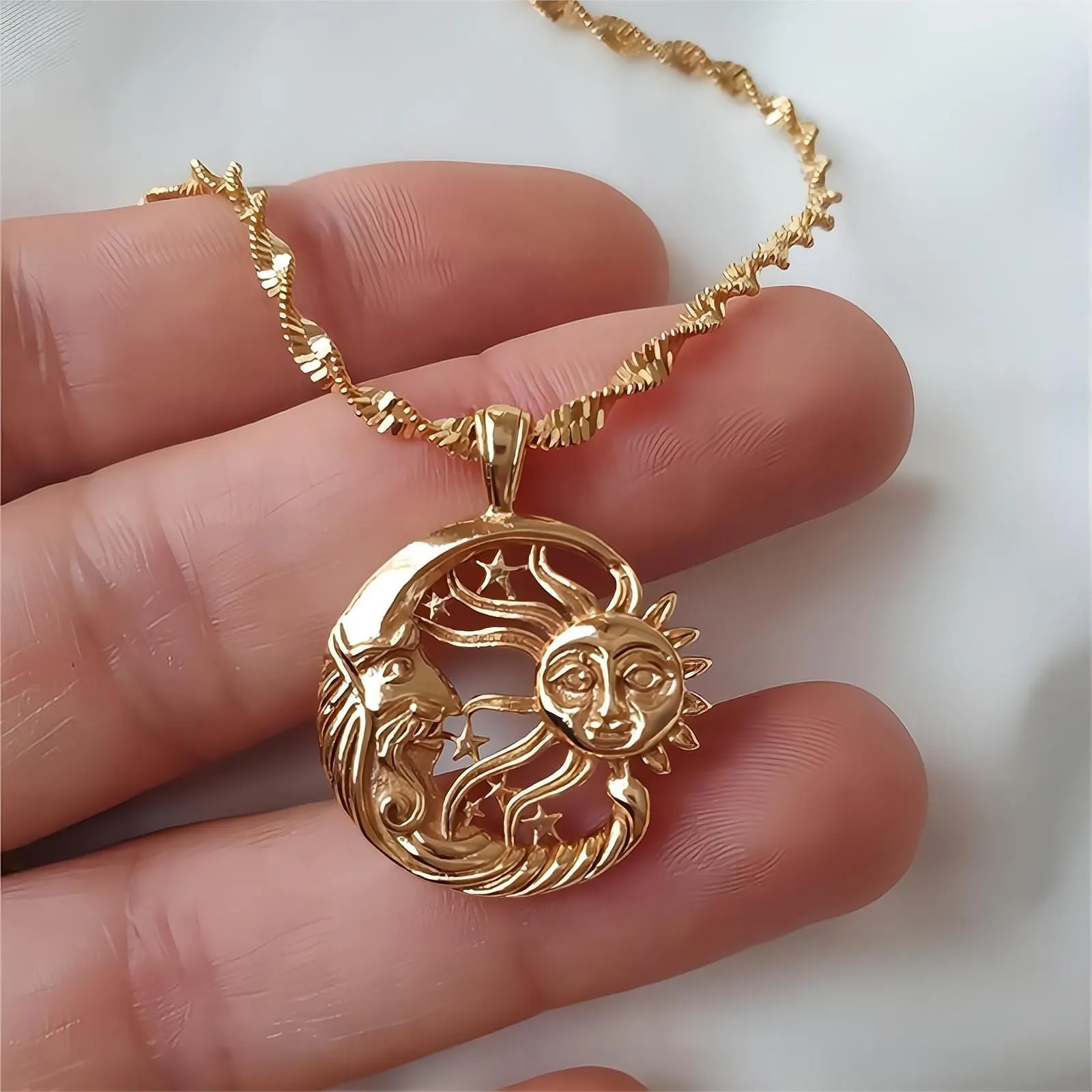 Boho Sun and Moon Celestial Necklace