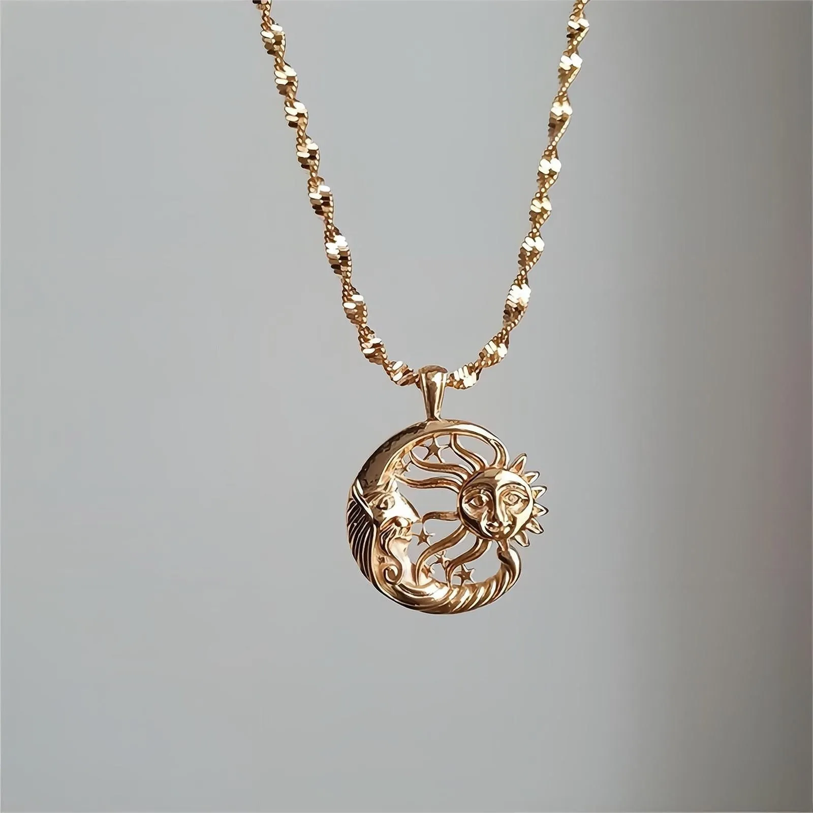 Boho Sun and Moon Celestial Necklace