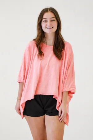 Boho Vibes Mineral Washed Top in Guava by Oli & Hali