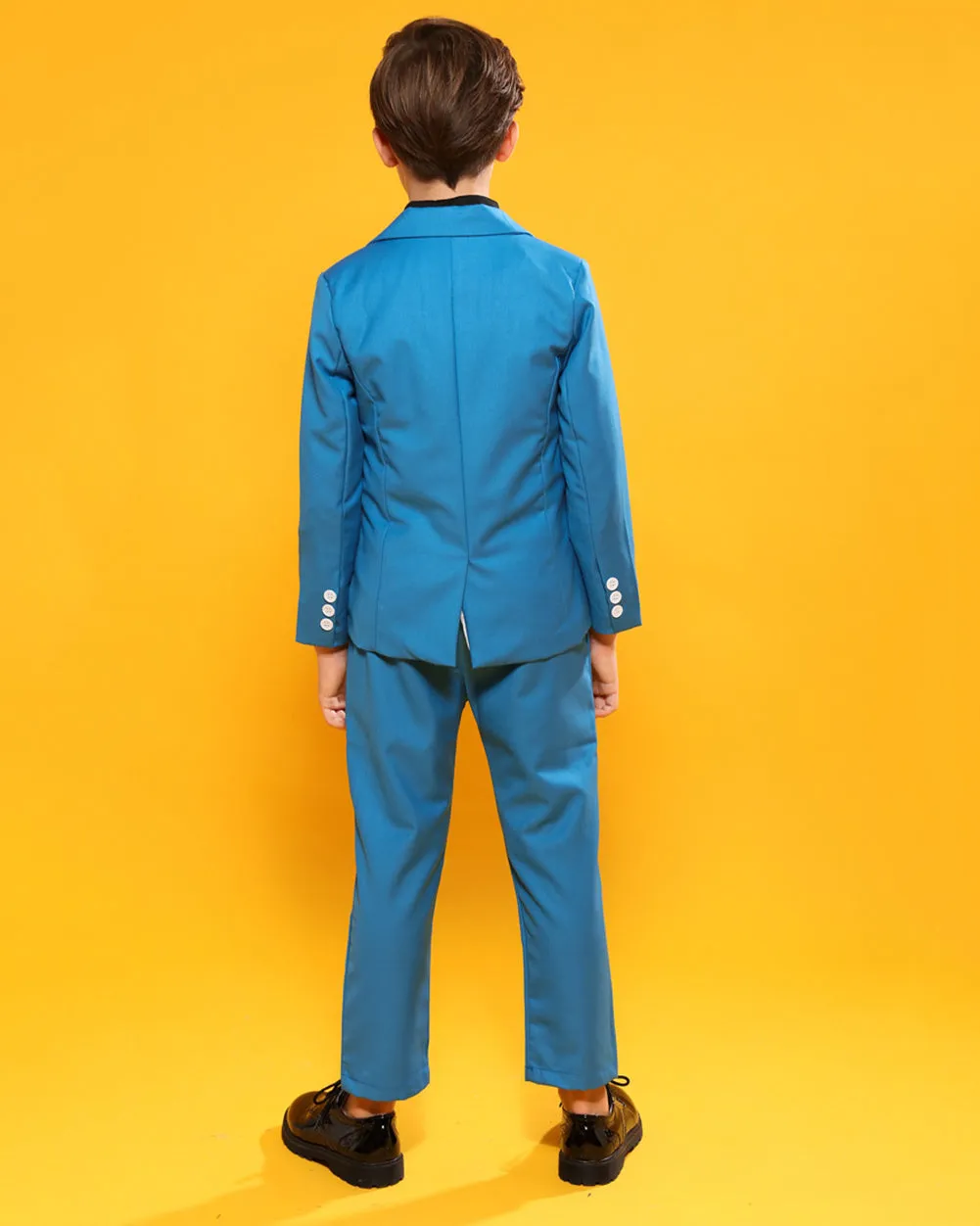 Boys' Blue Formal Suit  4 piece Dresswear suit set with jacket,shirt,vest and pants