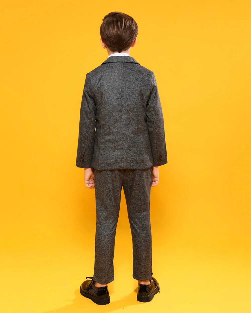 Boys' Gray Formal Suit  4 piece Dresswear suit set with red necktie Kids dress suit