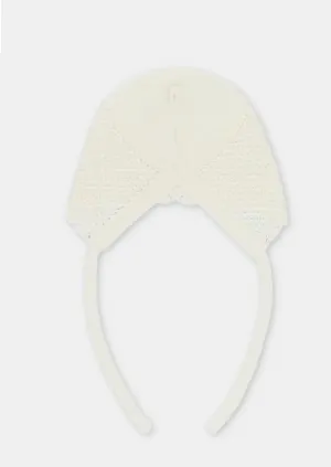 Boys Ivory Knit Bonnet With Ties