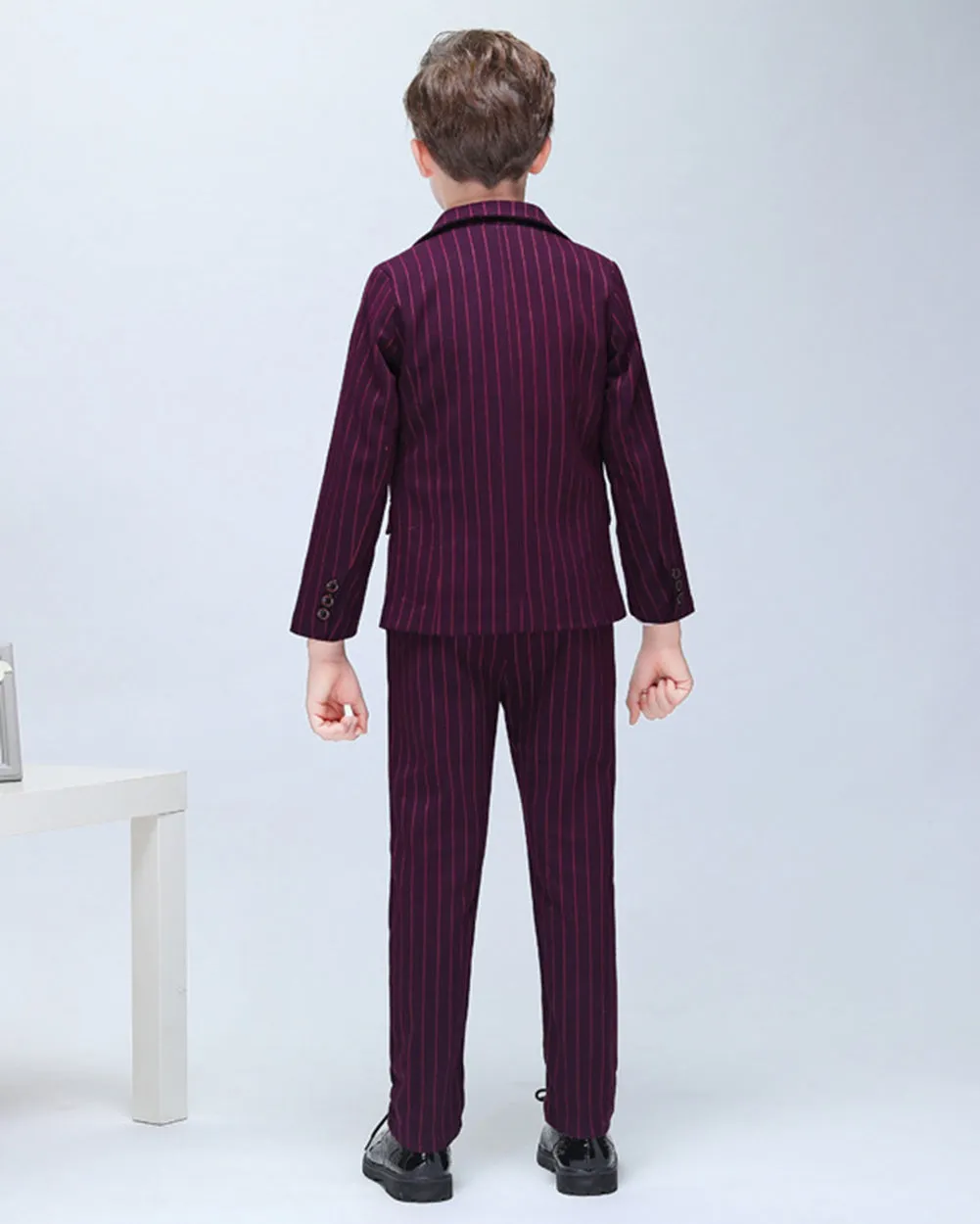 Boys' Red Stripy Formal suits 3 piece Dresswear Suit Set With Jacket,Pants and Vest