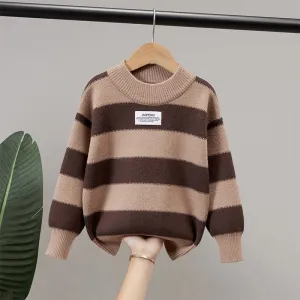 Boys sweater 2025 autumn and winter thickened warm sweater Korean version handsome pullover knitted sweater boys bottoming trend