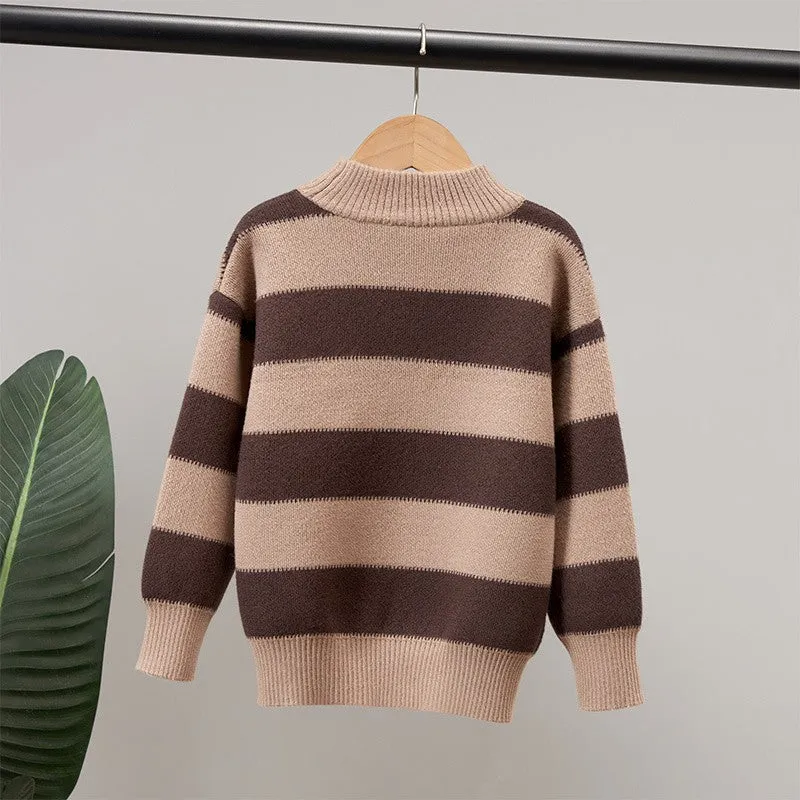 Boys sweater 2025 autumn and winter thickened warm sweater Korean version handsome pullover knitted sweater boys bottoming trend
