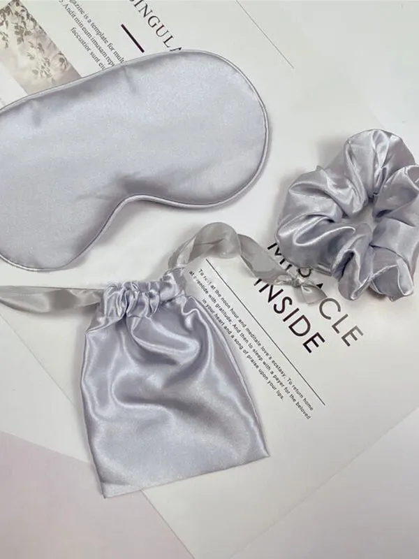 Bride and Bridesmaid Eye Mask for Sleeping with Satin Hair Scrunchies Adjustable Blindfold and Hair Ties for Women Wedding Proposal Present Bachelorette Party Favors