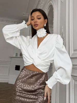 Bright Satin V-Neck Top