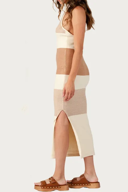 BRIZO KNITTED HALTERNECK MIDI DRESS