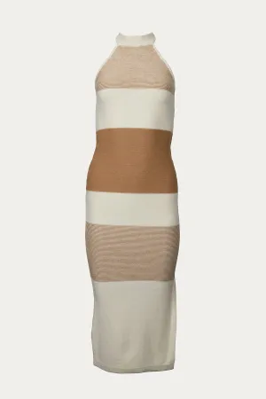 BRIZO KNITTED HALTERNECK MIDI DRESS