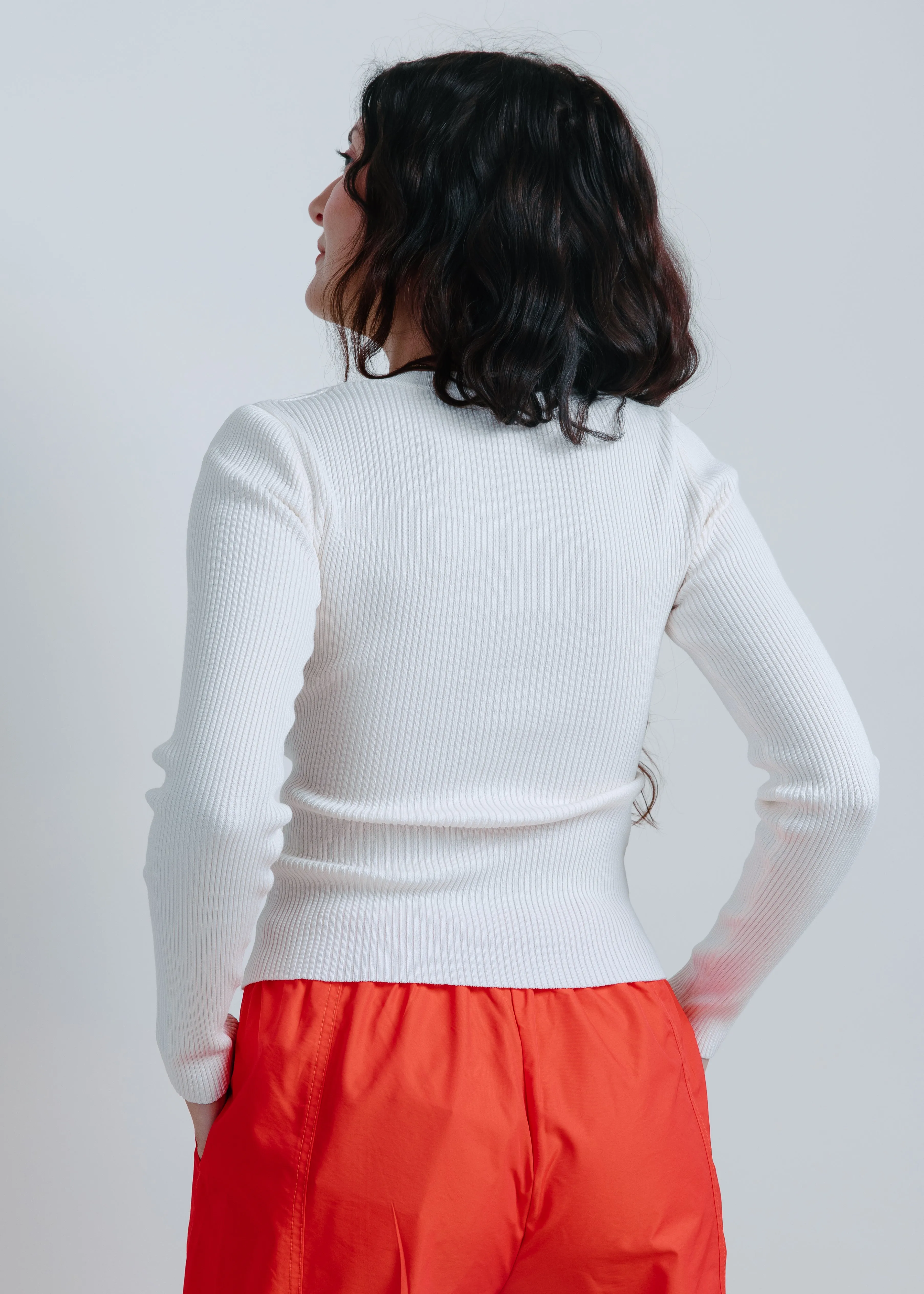 Brooke Ribbed Top - White